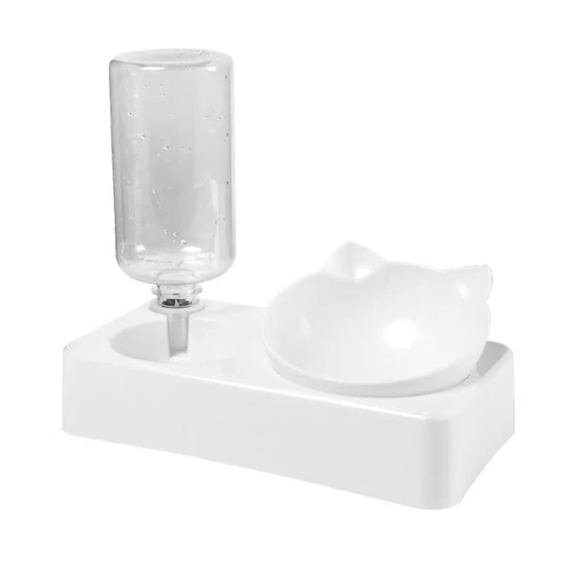 Cuencos dobles para perros y gatos, cuenco de agua y comida inclinado, cuencos elevados de 15 grados para gatos con botella de agua automática, comedero para mascotas - imagen 5