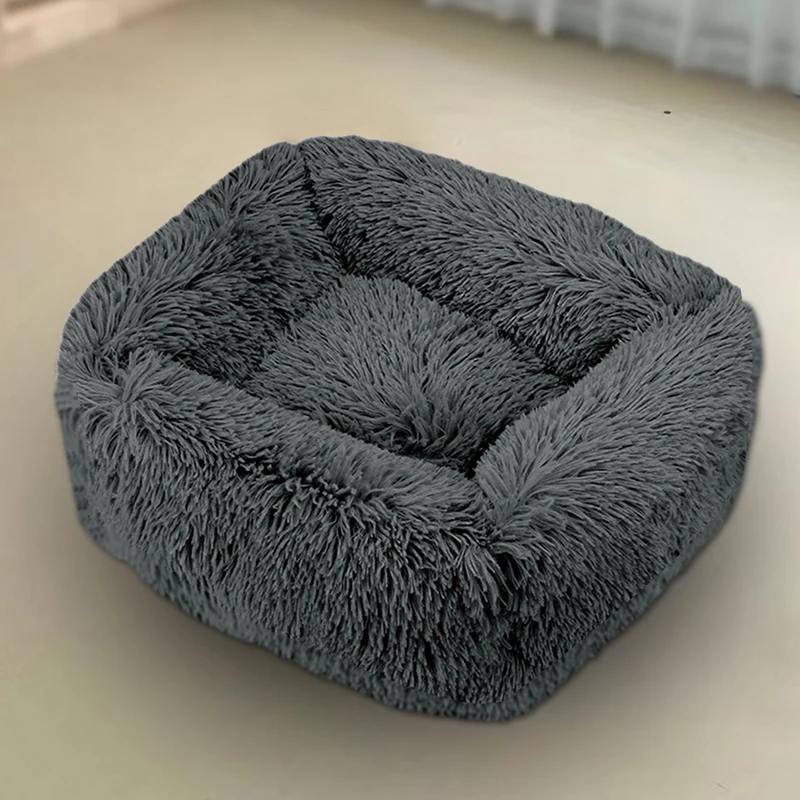 Cama cuadrada semicircular para mascotas, sofá para perros, cama cálida de felpa, casa para gatos, cama mediana para gatos en invierno - imagen 5