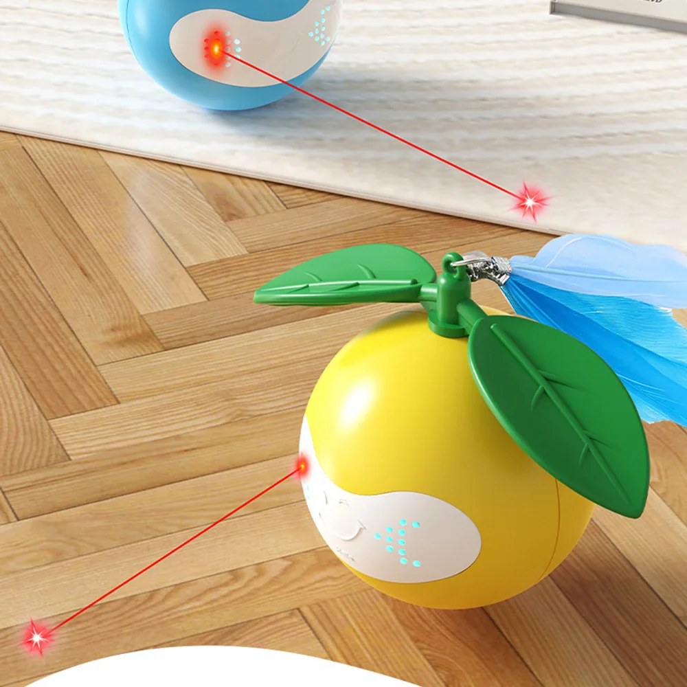 Juego de juguetes para gatos con láser inteligente, varita teaser automática y bola rodante, juguete para mascotas autojuego para aliviar el aburrimiento del gatito, - imagen 2