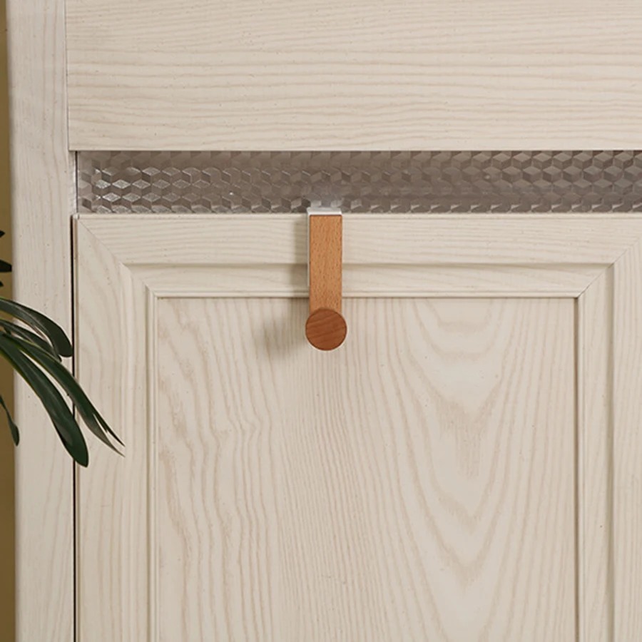 Gancho para puerta de armario de cocina, colgador de toallas/ropa/abrigos, soporte colgante trasero de hierro/madera para almacenamiento de cocina y baño, 1/2/5 Uds. - imagen 3