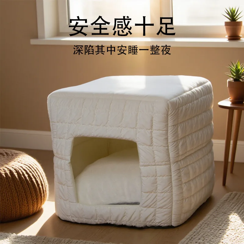 Cama cueva cerrada para gatos y perros – Cálida y lavable - imagen 4