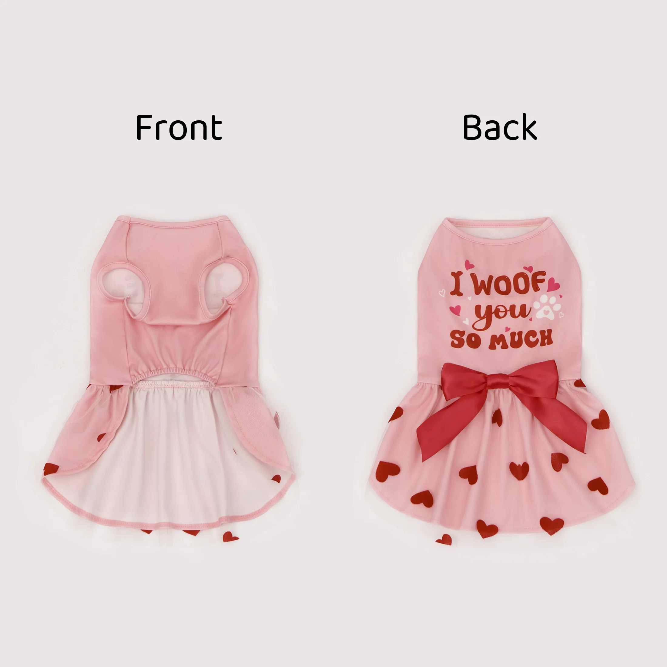 Vestido rosa con lazo San Valentín perros y gatos pequeños a medianos