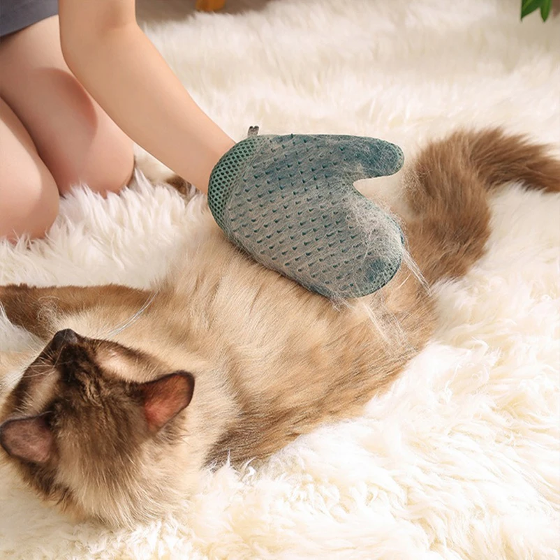 Nuevos guantes de dos caras para el cuidado de mascotas, cepillo de masaje para limpieza de pelo de gato, cepillo de baño para depilación de perros de silicona
