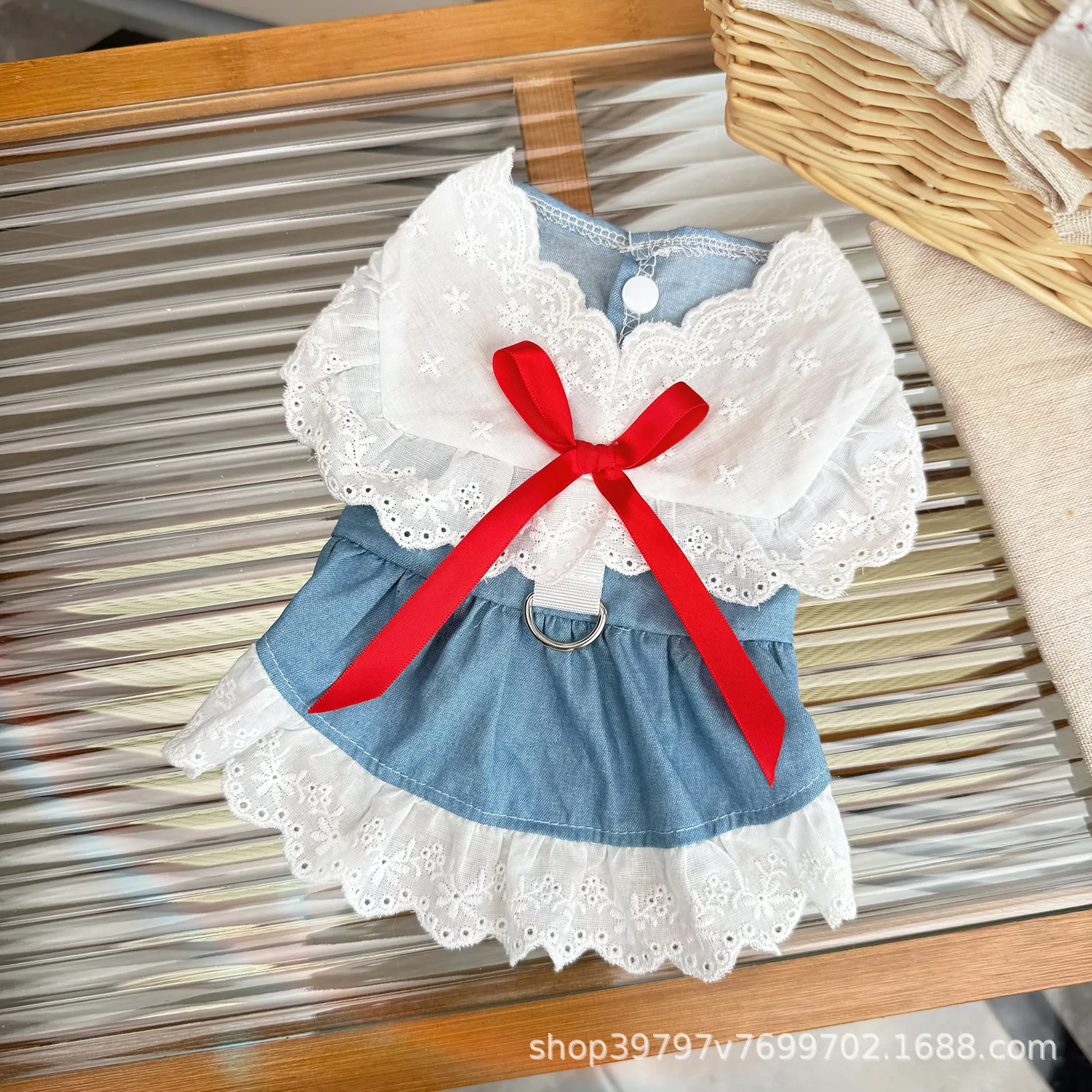 Ropa de primavera para mascotas, vestido de princesa vaquero de encaje, vestidos para perros pequeños y cachorros