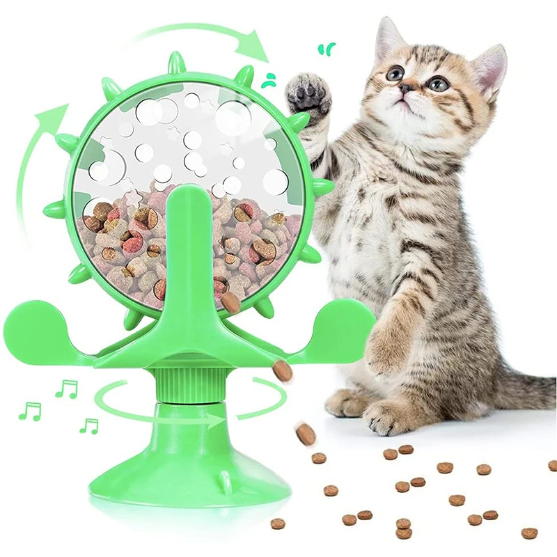 Juguete de molino de viento para perro y gato, dispensador giratorio de fugas de comida, entrenamiento de inteligencia, divertido alimentador lento en interiores, juguetes con ventosa - imagen 2