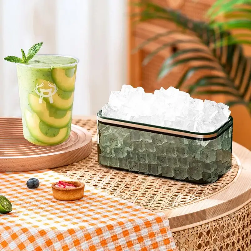 Bandejas de hielo cuadradas para congelador con tapa y cubo, molde de hielo circular, fabricación de cubitos de hielo pequeños, almacenamiento de cubitos de hielo - imagen 4