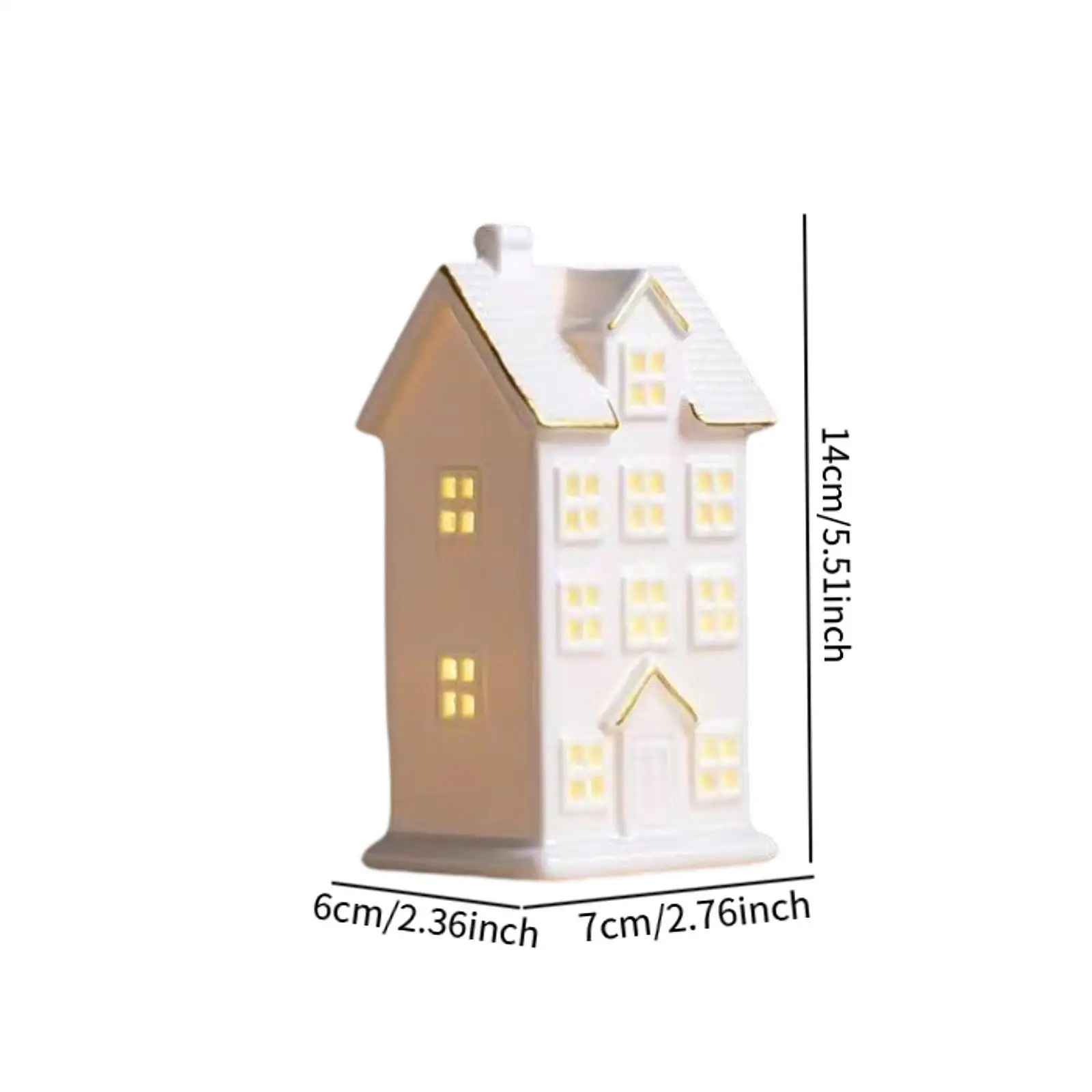 Lighted House Figurine Christmas Village Buildings Figurines Scene Desktop
