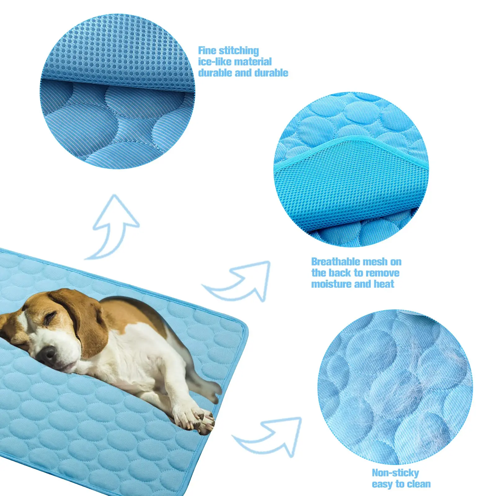 Estera refrescante para perros, almohadilla refrescante grande, cama de verano para mascotas, almohadilla para perrera para perros y gatos, manta autoadhesiva transpirable para mascotas, caja para dormir - imagen 3