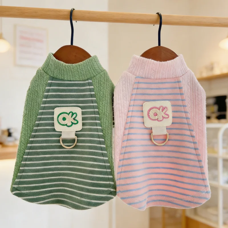 Camiseta a rayas con anilla para perro y gato – Suéter cálido de primavera - imagen 5