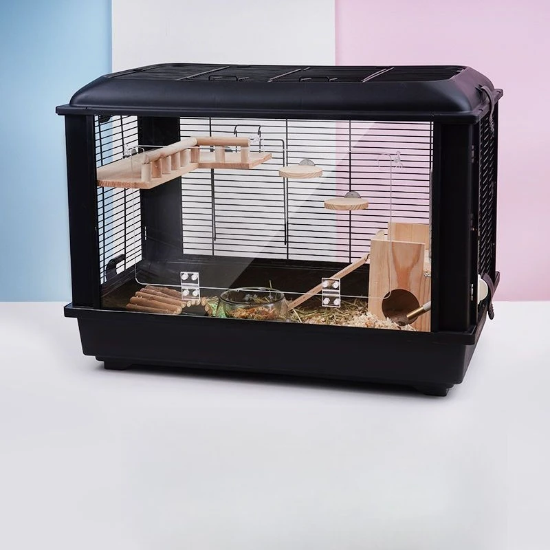 Jaula para hámster de oso dorado para mascotas pequeñas, transparente, gran espacio, acrílico, visualización, alimentación, Villa, fácil de limpiar, productos para mascotas, accesorios - imagen 3