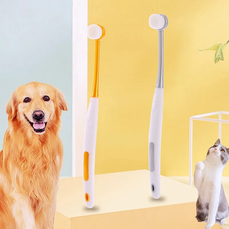 Cepillo de dientes para perros, cabezal redondo pequeño, cepillo de dientes para mascotas, pelo suave, cepillos de dientes para perros, limpieza de dientes para perros, cepillo de dientes denso para gatos, productos para mascotas - imagen 3
