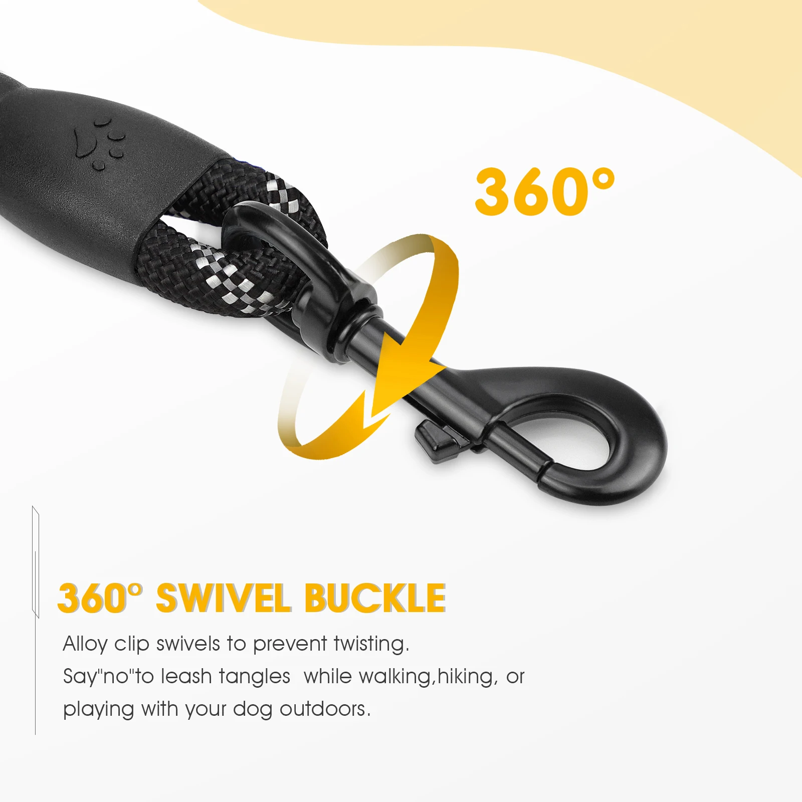 Correa para perro con mango acolchado suave, cuerda altamente reflectante para caminar de noche, hebilla de Metal giratoria de 360 grados sin enredos, - imagen 5