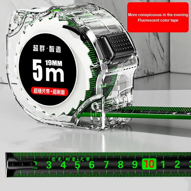 Cinta métrica de acero fluorescente, revestimiento transparente, fácil de leer, Impresión de ambas reglas laterales, cinta métrica retráctil - imagen 4