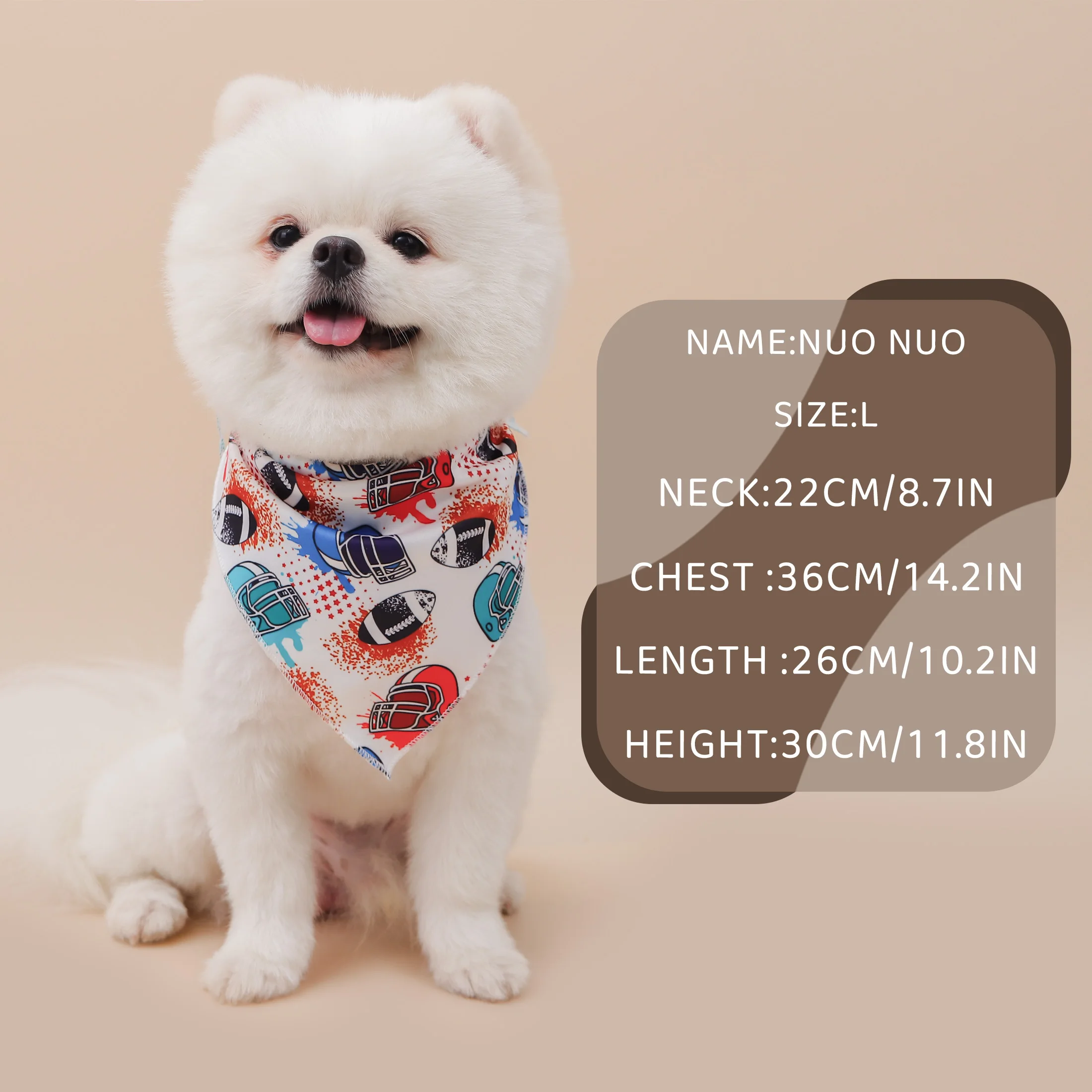 Bandana para perros, bandana para mascotas con estampado gráfico colorido con cascos y balones de fútbol, bufanda triangular ajustable para perros pequeños/medianos - imagen 5