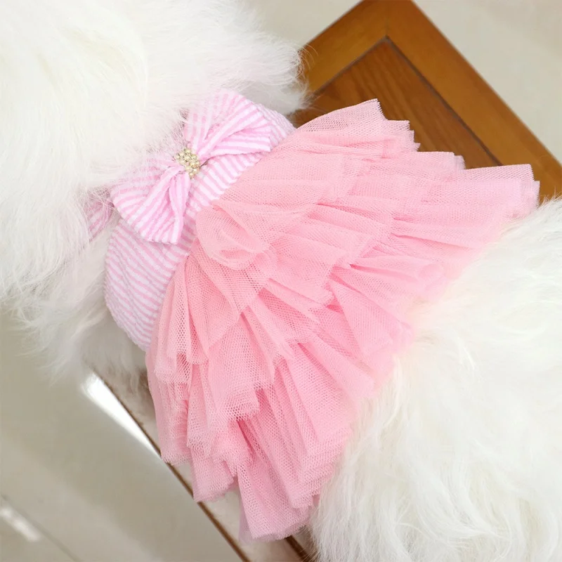 Vestido de verano con lazo para perros Caniche y gatos - imagen 5