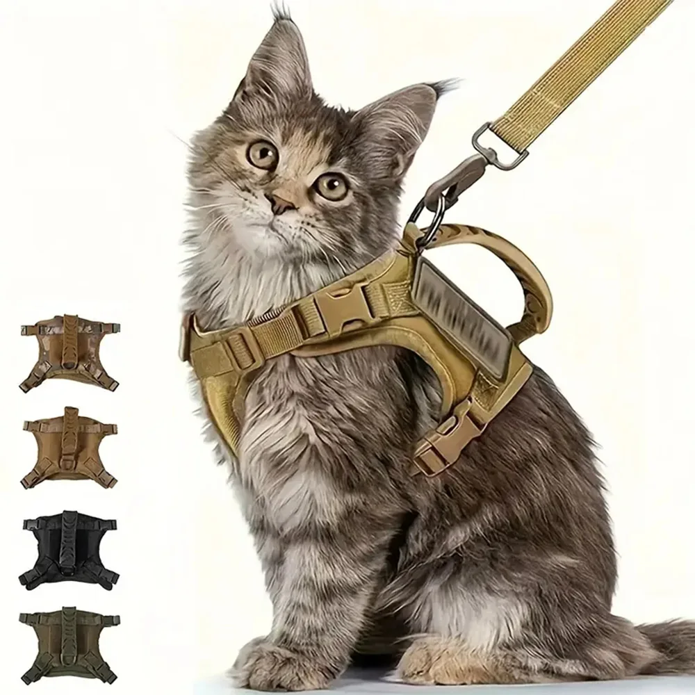 Chaleco con arnés de nailon ajustable a prueba de escape para gatos y cachorros, diseño transpirable para entrenamiento de paseo sin estrés y viajes para mascotas