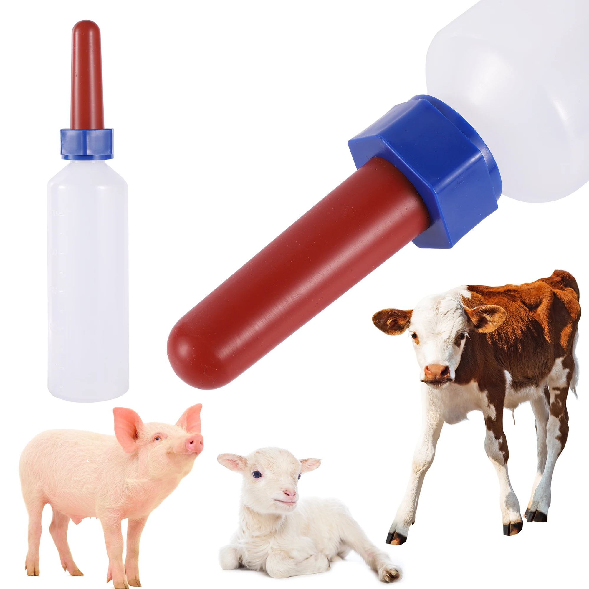 Botella de alimentación de cerdo y cordero de 0 ~ 500ml, biberón alimentador de leche de becerro con tetina, suministros de alimentación de animales de granja, 1 ud.