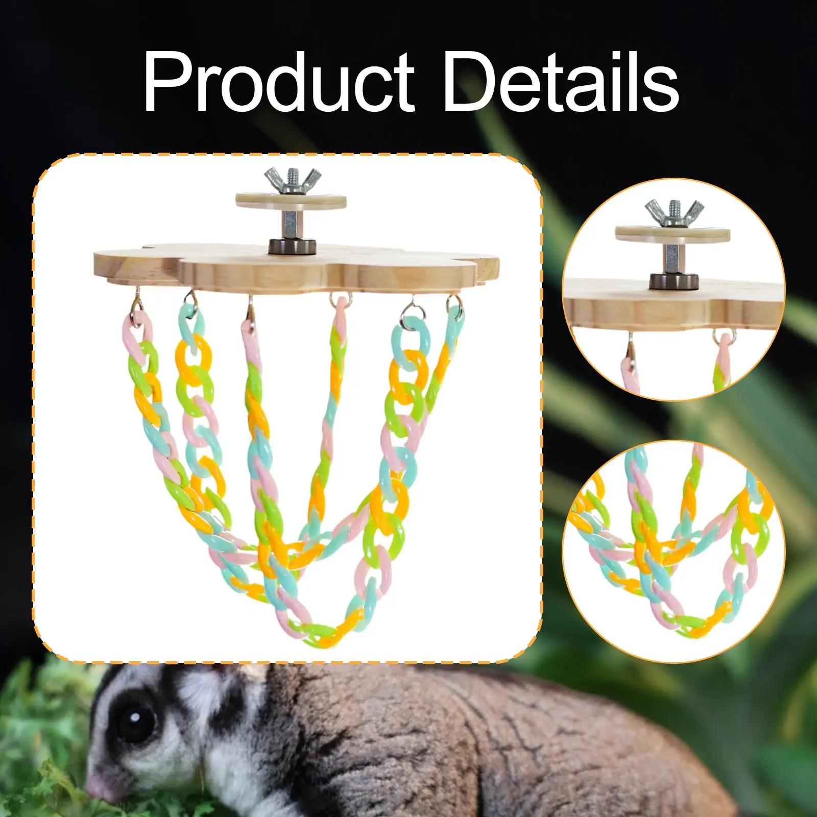 Sugar Glider Climbing Toy, Sturdy Colorful Chains Hanging Toy for Small Animals, Birds Sugar Glider Climbing Toy, Sturdy Colorful Chains Hanging Toy for Small Animals, Birds