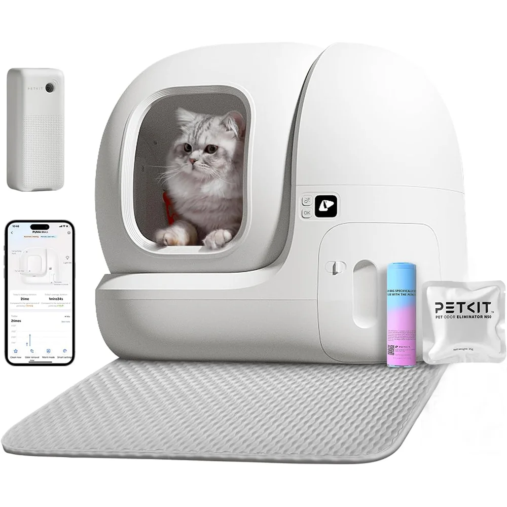 PETKIT PURA MAX-2 Caja de arena inteligente automática para gatos autolimpiante 75L inodoro para gatos mascotas eliminación de olores aplicación remota Control versión Global