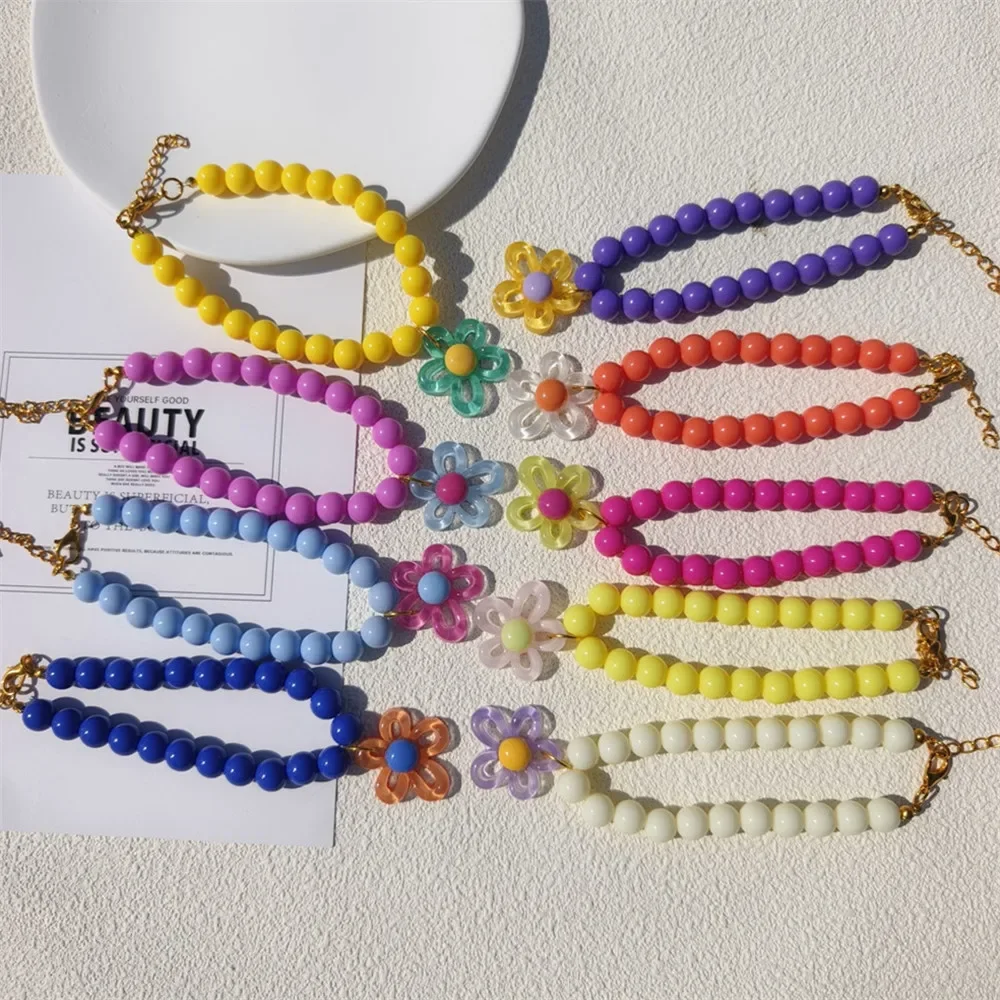 Collar de perlas de colores para mascotas, colgante de flor hueca, hebilla de conexión de cobre de aleación, Collar ajustable para perros pequeños y gatos - imagen 3
