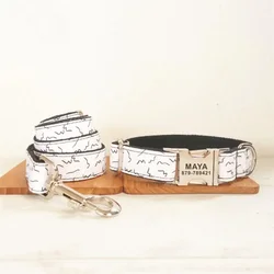 Collar con correa a juego para perro – Grabado gratis