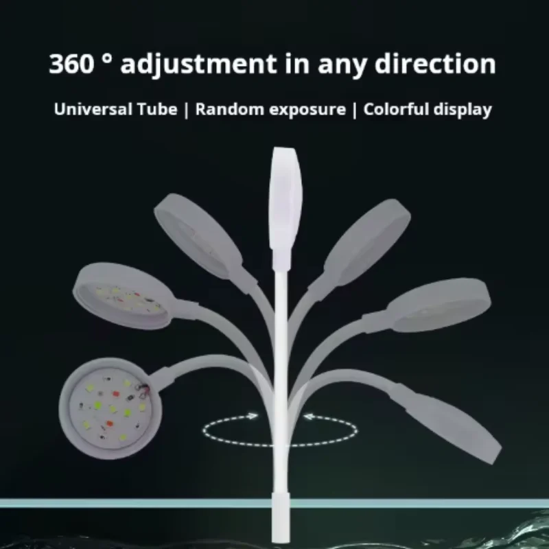 Luz LED para acuario con adaptador, luz con clip para pecera, espectro completo pequeño, luz USB, 360 °   Iluminación de rotación - imagen 3