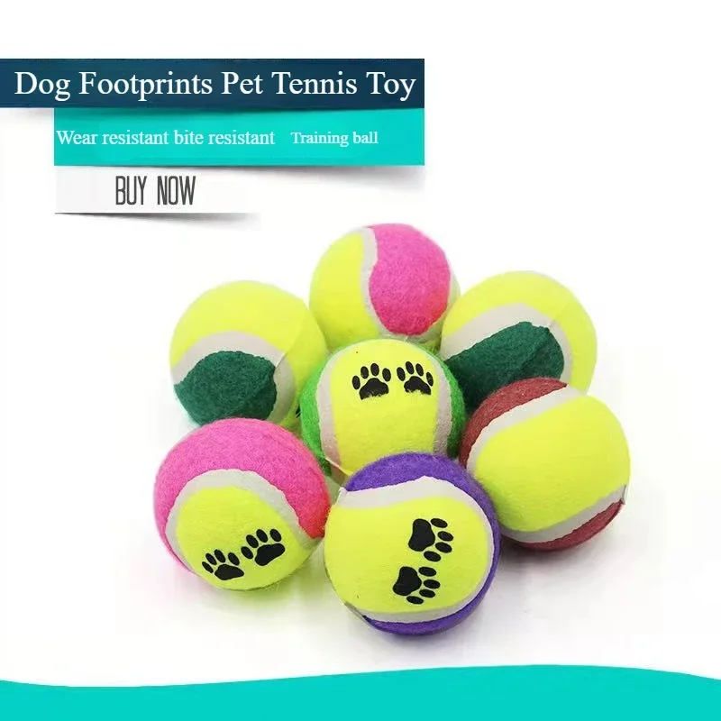 Juguetes de tenis con huellas de perro, pelotas de entrenamiento elásticas y resistentes al desgaste, juguetes deportivos interactivos, suministros para mascotas - imagen 2