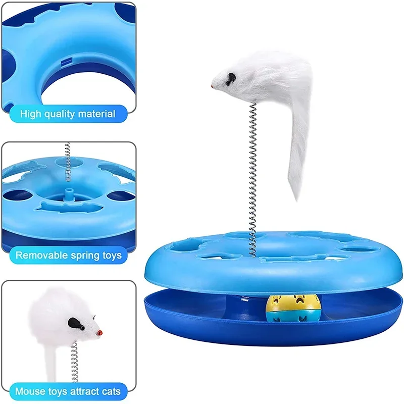 Juguetes interactivos divertidos para gatos, pistas de rodillos con bolas de ejercicio de resorte de hierba gatera, ratón Teaser, juguete para mascotas de gatito de interior - imagen 5
