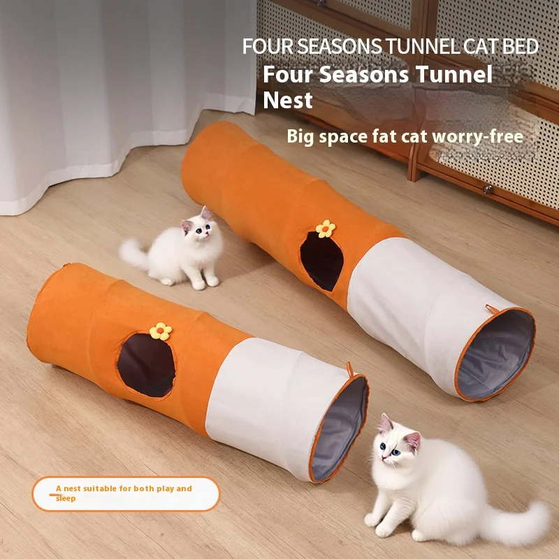 Cama tipo túnel para gatos de primera calidad, diseño híbrido de gran tamaño, puntos de acceso múltiple, apertura del orificio del árbol, tela Oxford de fácil pliegue para gatos grandes - imagen 2