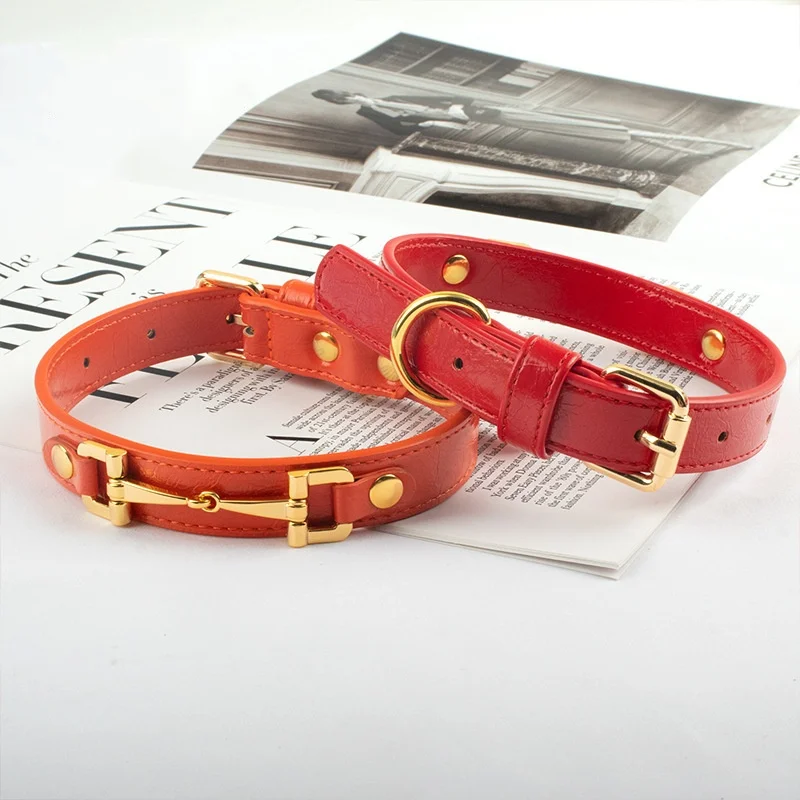 Collar para mascotas de cuero PU suave para perros pequeños, medianos y grandes, Collar ajustable para mascotas para caminar a diario, Collar impermeable para cachorros con 5 agujeros - imagen 3