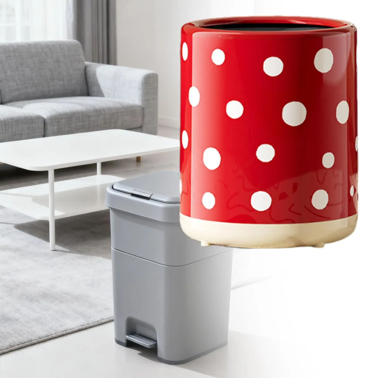 Trash Can Bathroom Bin Fashion Stylish Accessory Garbage Container Wastebasket for Bathroom Bedroom Restaurant Study Entryway