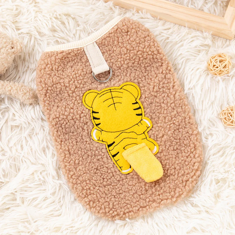 Ropa de otoño e invierno para mascotas con chaleco de felpa, abrigo grueso y bonito para perros pequeños, ropa para perros pequeños, ropa para cachorros - imagen 2