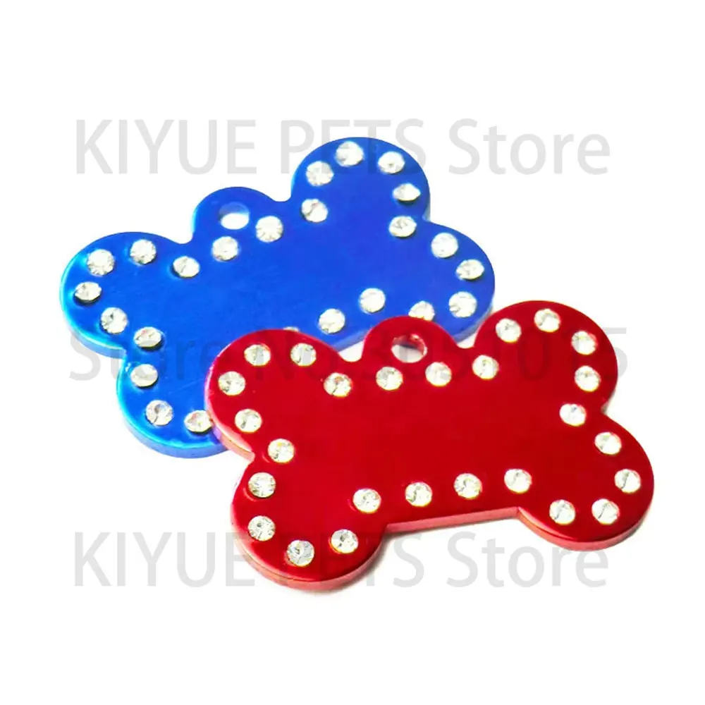 100 Uds venta al por mayor Collar para mascotas identidad con etiqueta de diamante identificación de gato etiqueta de personalidad grabado láser nombre teléfono COLLAR COLGANTE - imagen 4