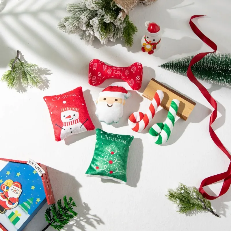 Juguete de Navidad para mascotas, bonito juguete de peluche con sonido de ladridos BB, limpieza de dientes, juguete navideño para mascotas, accesorios para cachorros, juguetes interactivos para perros pequeños - imagen 3