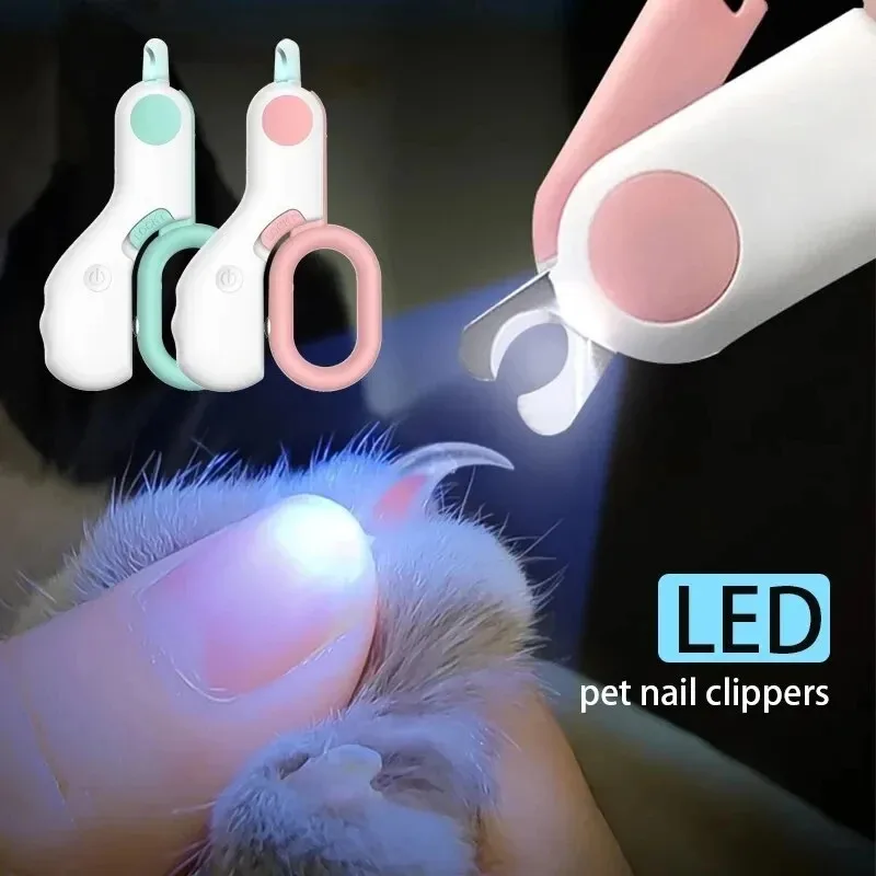 Cortadora de uñas con luz LED para perros y gatos, cortadora profesional de garras para mascotas con bloqueo de seguridad, Kit de herramientas de cuidado para cachorros y gatitos - imagen 2
