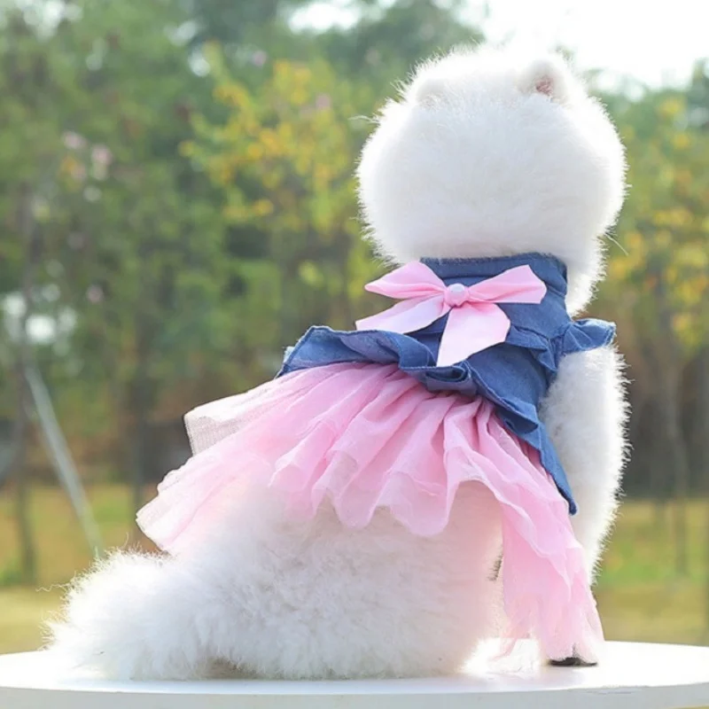 Vestido de tul para perros y gatos – Estilo princesa con lazo - imagen 2