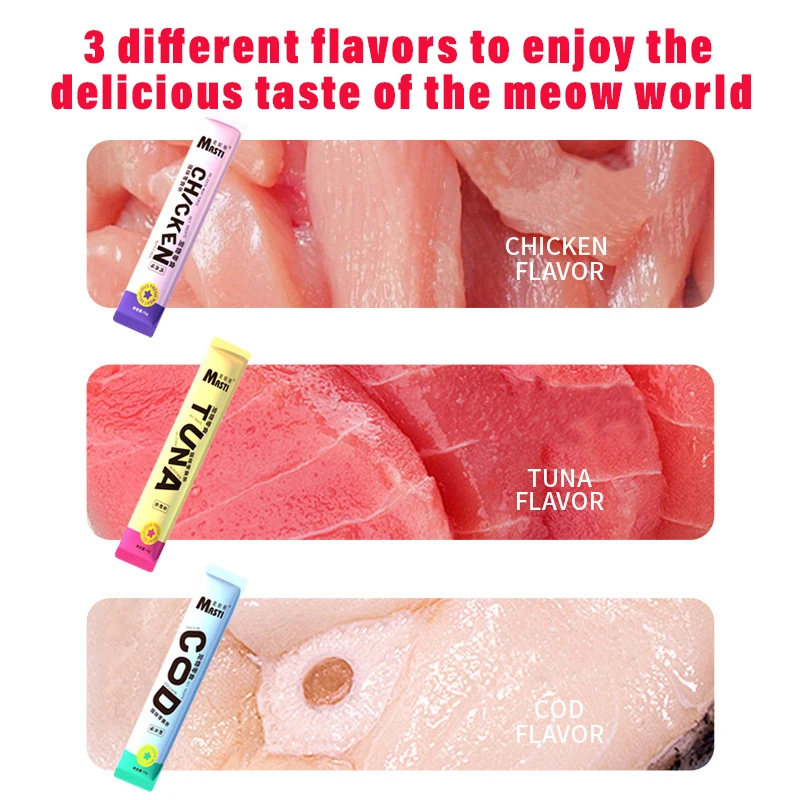 Snacks para gatos y gatitos, tiras frescas para pollo, atún, bacalao, comida húmeda, nutrición e hidratación, aperitivos para gatos - imagen 4