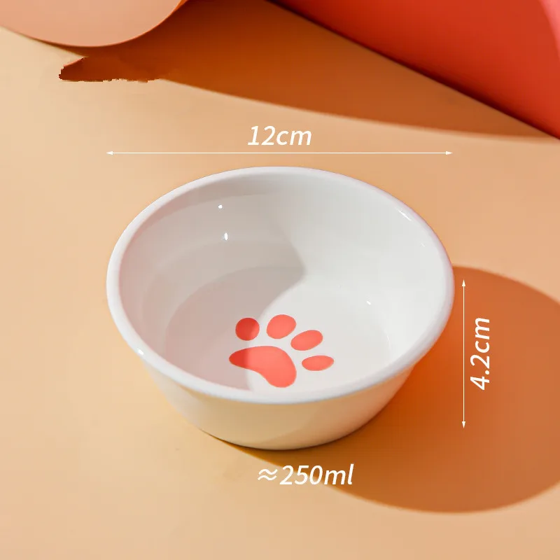 Cuenco de cerámica con diseño de espina de pescado y huella, cuenco de agua de grano fácil de limpiar para perros, gatos, suministros para mascotas, accesorios - imagen 2