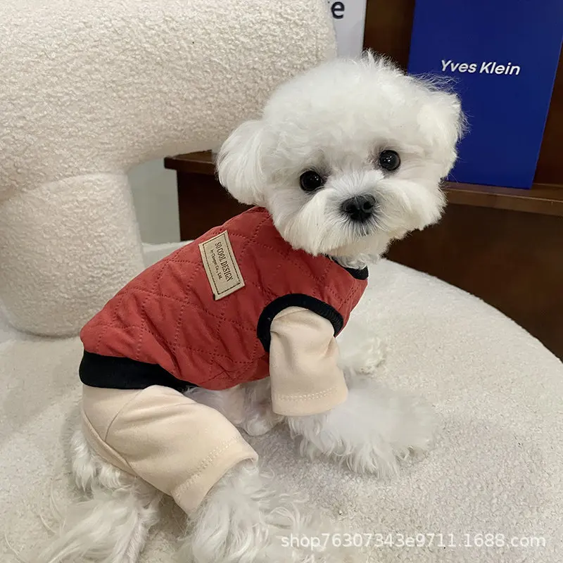 Camisa básica de cuatro patas para otoño e invierno, mono de cuatro patas de felpa para mascotas, pijamas elásticos de peluche, ropa para cachorros de invierno - imagen 4