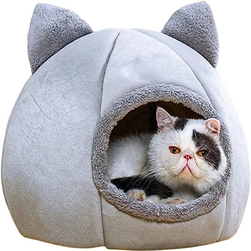 Cama para gatos cómoda para dormir profundo en invierno, estera de hielo, cesta, productos para el hogar para perros pequeños, tienda para mascotas, nido de cueva acogedor, Cama Gato interior - imagen 4