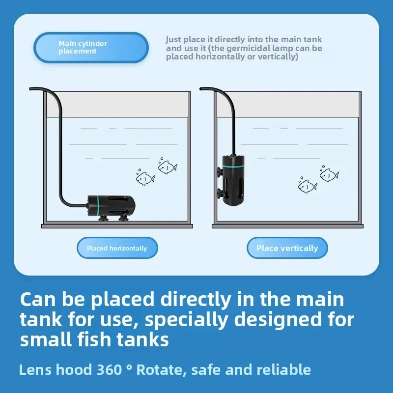 Nueva lámpara de esterilización especial para pecera, lámpara de desinfección ultravioleta UV de sobrecorriente pequeña, tanque de mar impermeable para tanque de ≤ 60CM - imagen 3