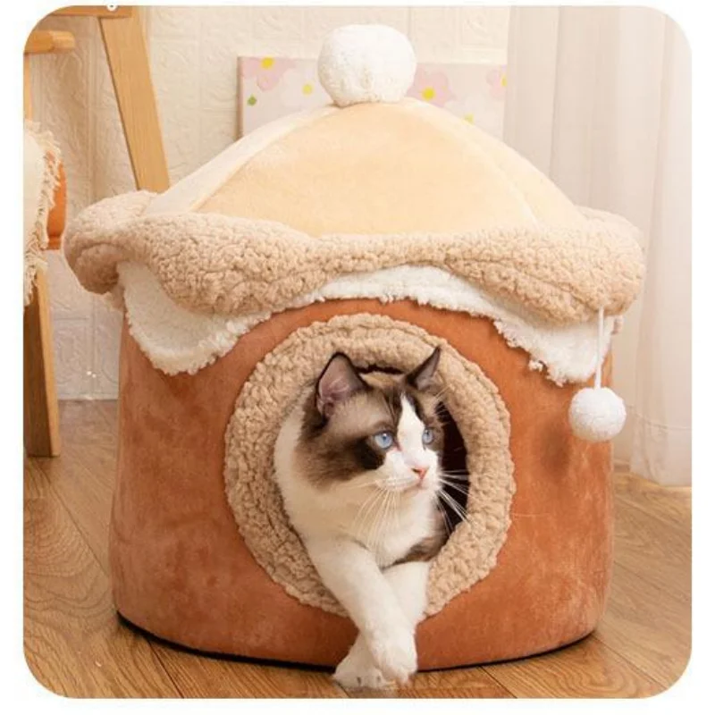 Linda casa para mascotas, cama suave para mascotas, castillo lavable para mascotas, adecuado para perros pequeños y medianos y nidos de cueva para gatos - imagen 4