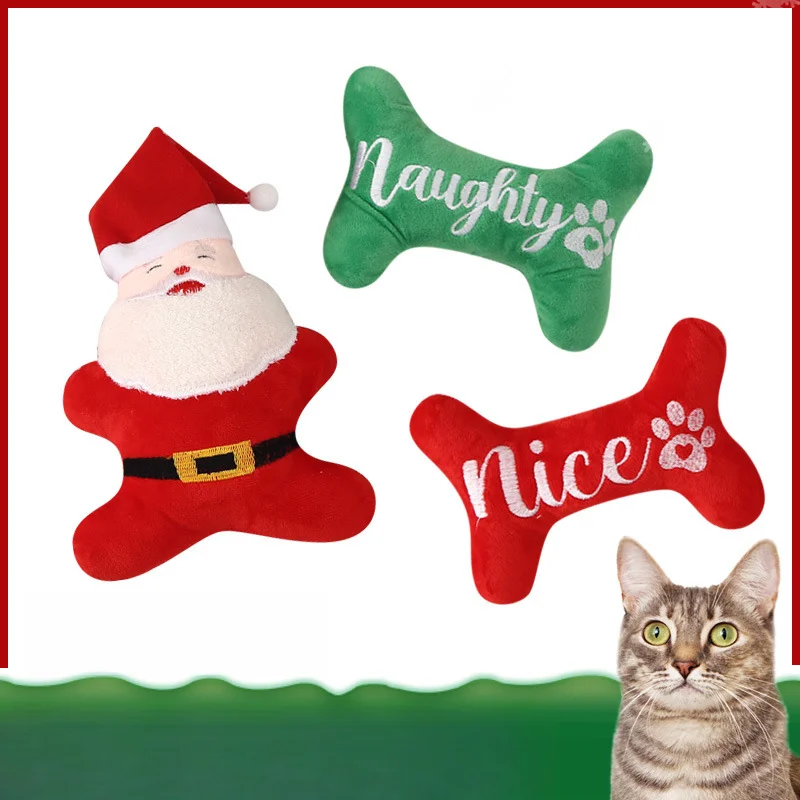Lindo Instagram Elk y perro juguete Santa Squeak relleno gato perro juguete Feliz Navidad perro hueso regalo de vacaciones accesorios para cachorros - imagen 3