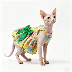 Vestido floral con lazo para gatos Sphynx y perros pequeños – Transpirable verano
