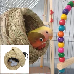 Casa colgante tejida para colibrí y pájaros pequeños en paja natural