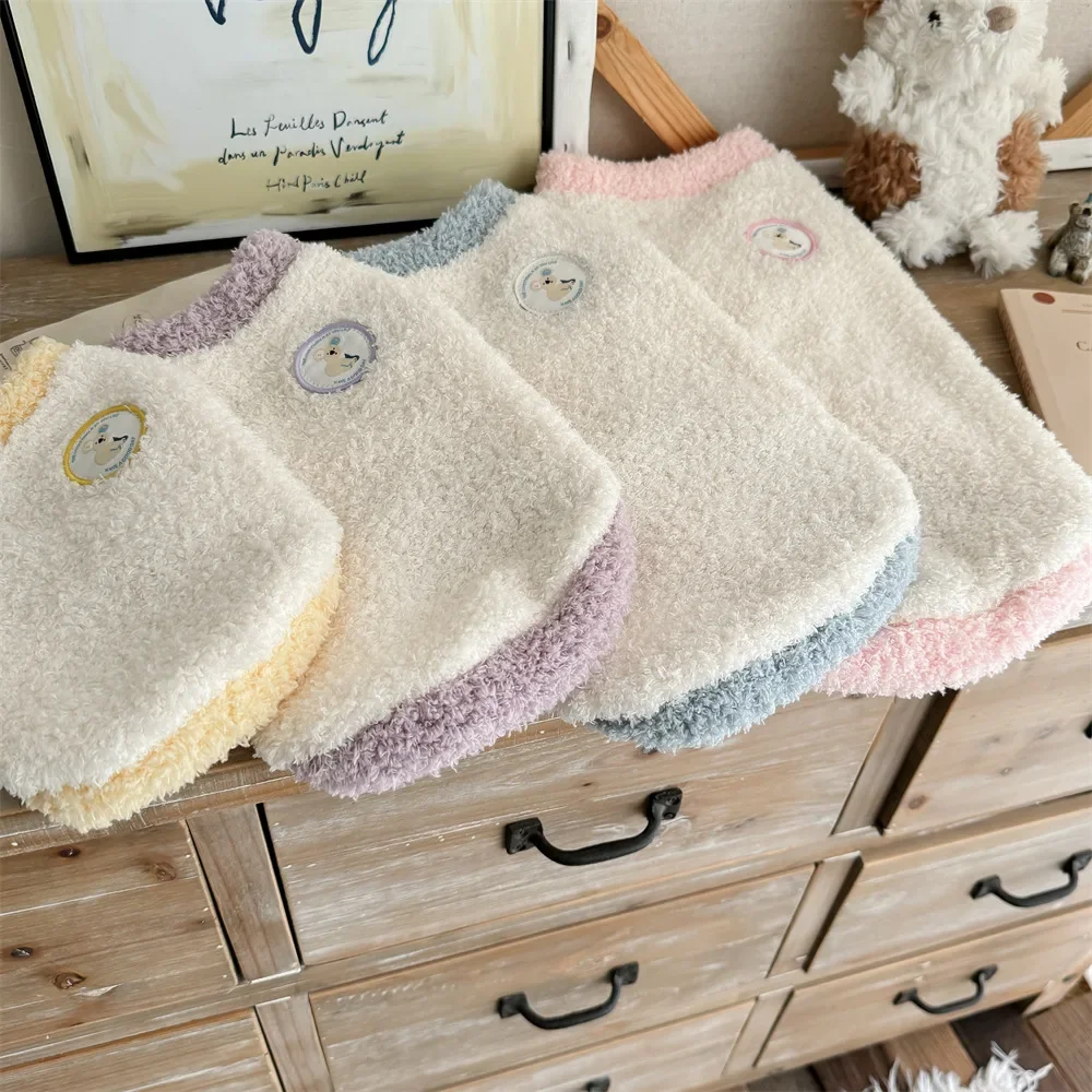 Chaleco de lana de cordero para otoño e invierno, Sudadera con capucha con cuello de color para mascotas, Jersey cálido para invierno, ropa para perros pequeños, ropa de terciopelo para el hogar - imagen 2