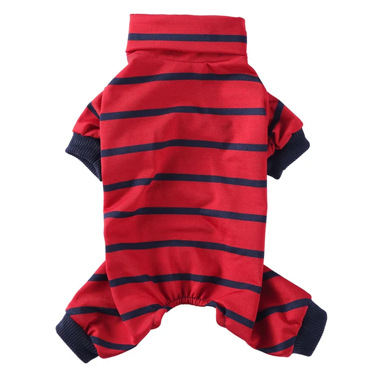 Pijama de cuello alto con diseño de rayas coloridas para perro, Mono para mascotas, ropa para perros pequeños, gato, 4 Patas, ropa para dormir, Yorkie, caniche - imagen 5