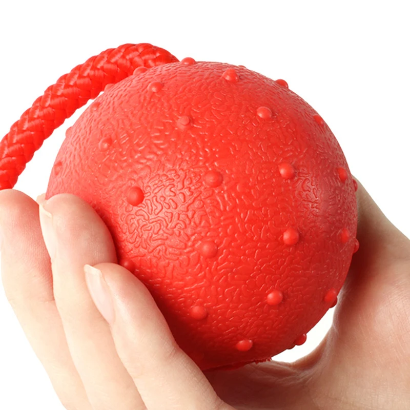 Bola de goma con cuerda para mascotas, juguete indestructible para morder, divertido entrenamiento para cachorros, bolas sólidas para mascotas, juguetes interactivos molares para masticar perros - imagen 3