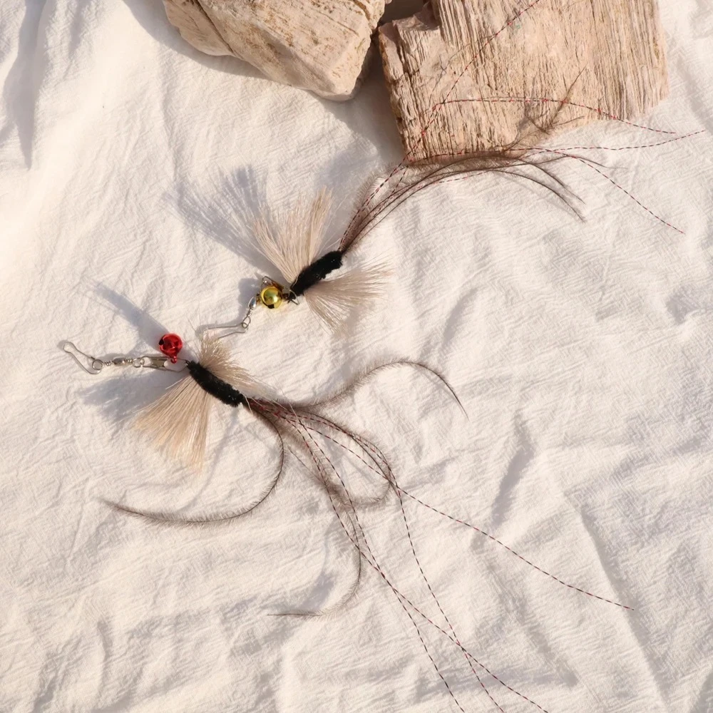 Palo de teaser de gato de insecto de simulación para cambiar de cabezales, juguetes para gatos, suministros de juguetes para mascotas con borlas