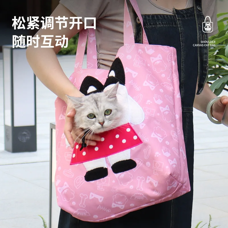 Bolsas de lona de dibujos animados para gatos, bolso cruzado portátil para gatos, perro pequeño, se puede expuesta, bolso de hombro, bolsas para mascotas, productos para mascotas - imagen 4